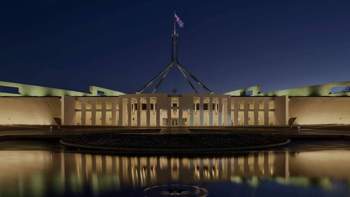 Parliament House Canberra at dusk