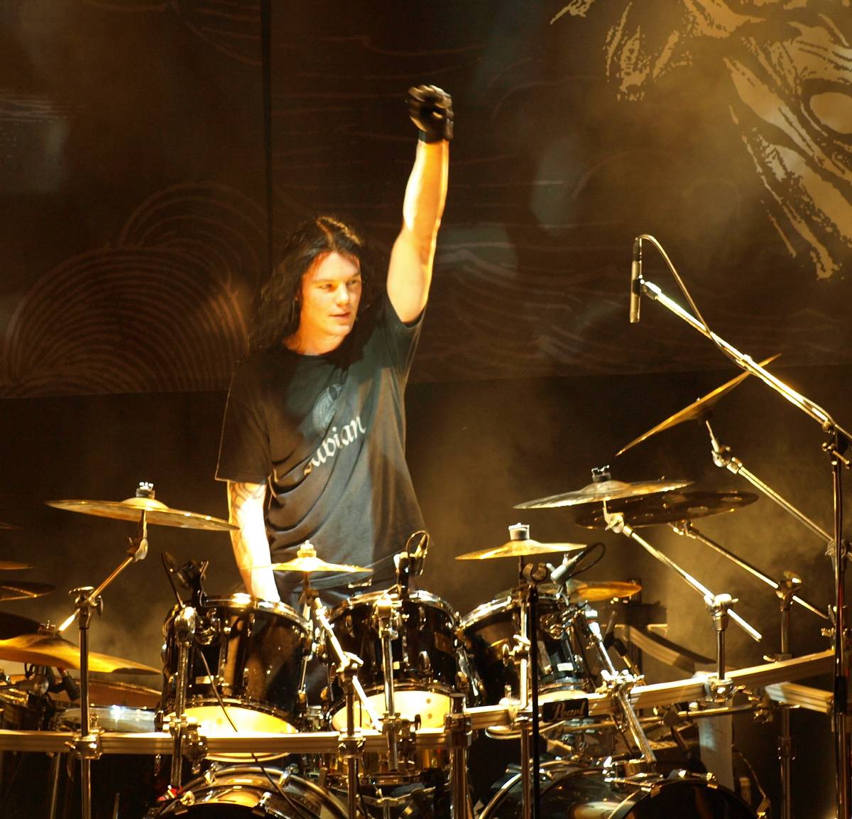 Arch Enemy drummer Daniel Erlandsson behind his kit