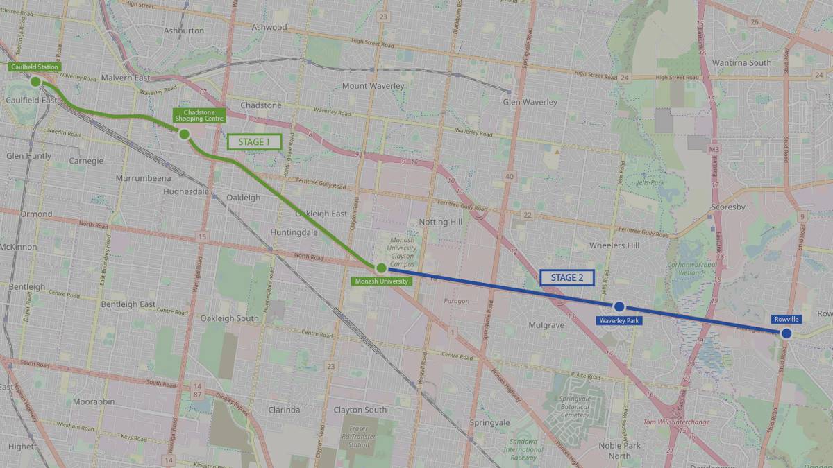 Map of Melbourne’s south-east tram corridor