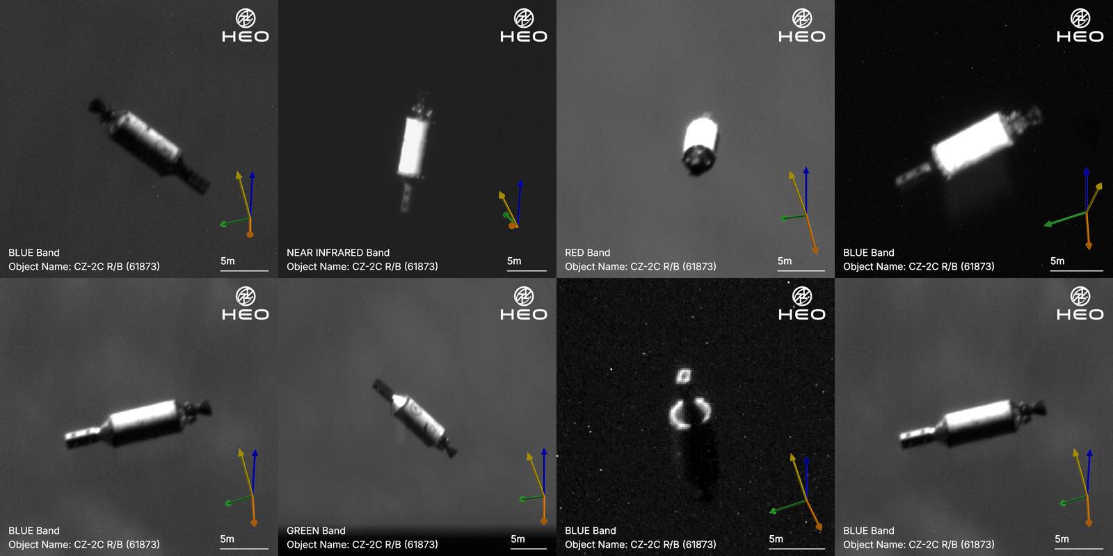 HEO Continuum-1 multi-band frames of CZ-2C rocket body 61873 — object stills