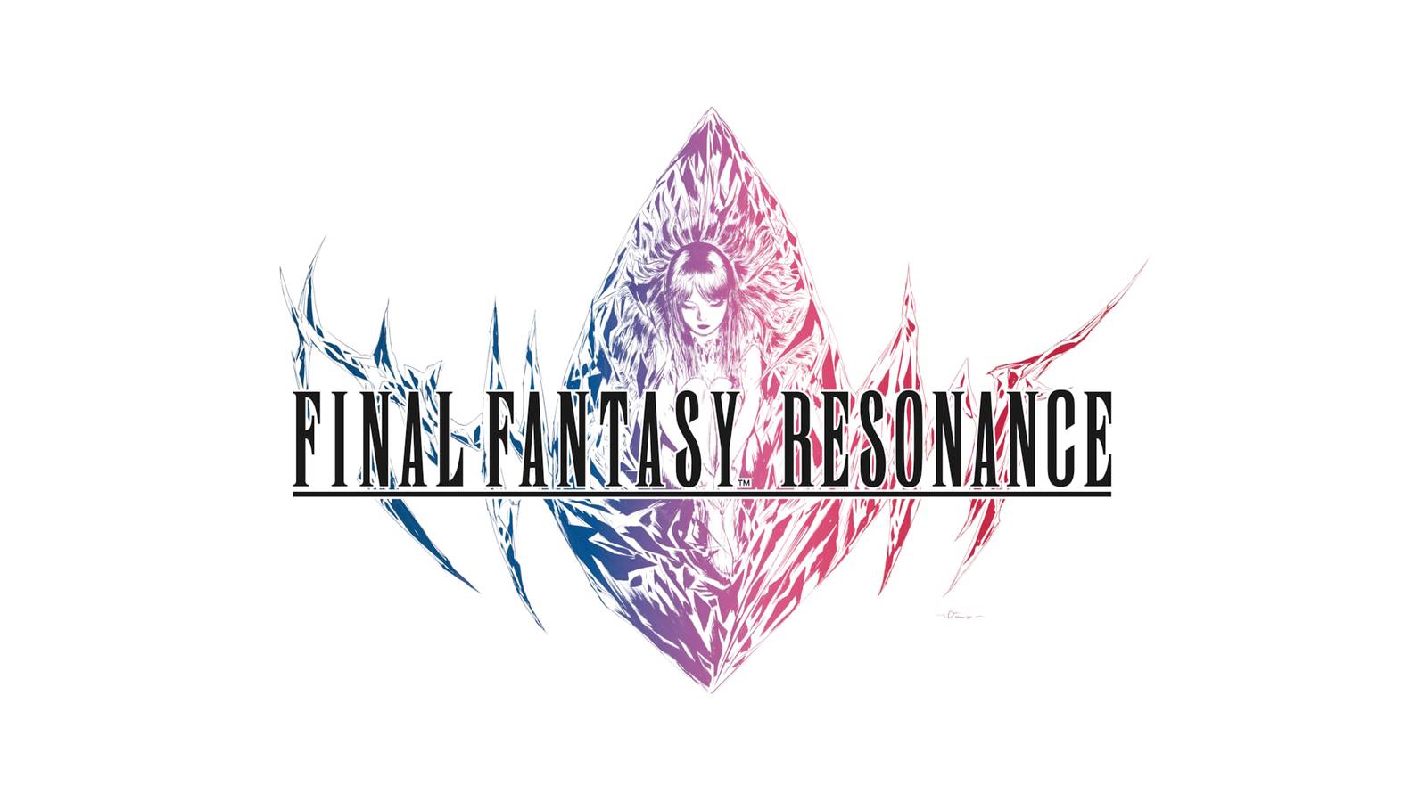 Official Final Fantasy Resonance logo artwork with a sketched figure inside a blue, purple and red crystal