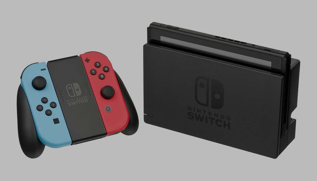 Nintendo Switch console docked with Joy-Con