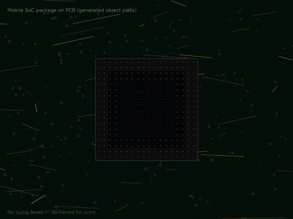 Illustration of a mobile chip package on a circuit board