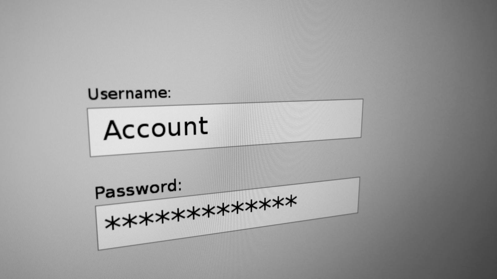 A sign in form on a screen with Account typed in the username box and the password hidden by asterisks