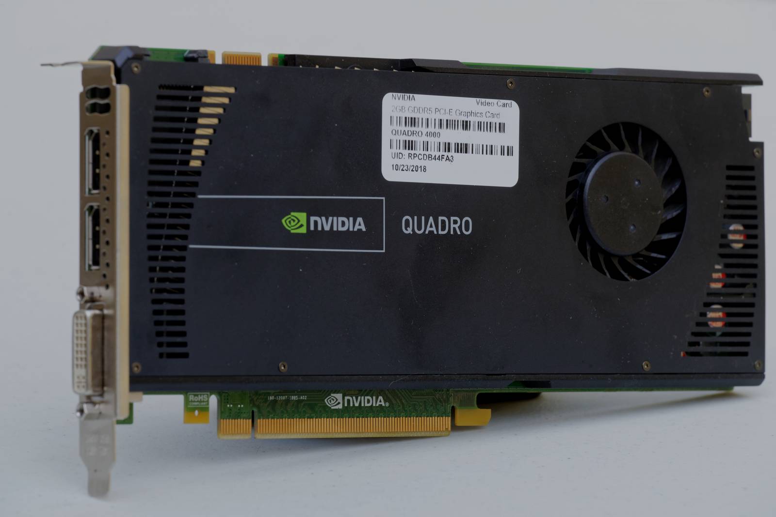 Darkened NVIDIA Quadro 4000 graphics card