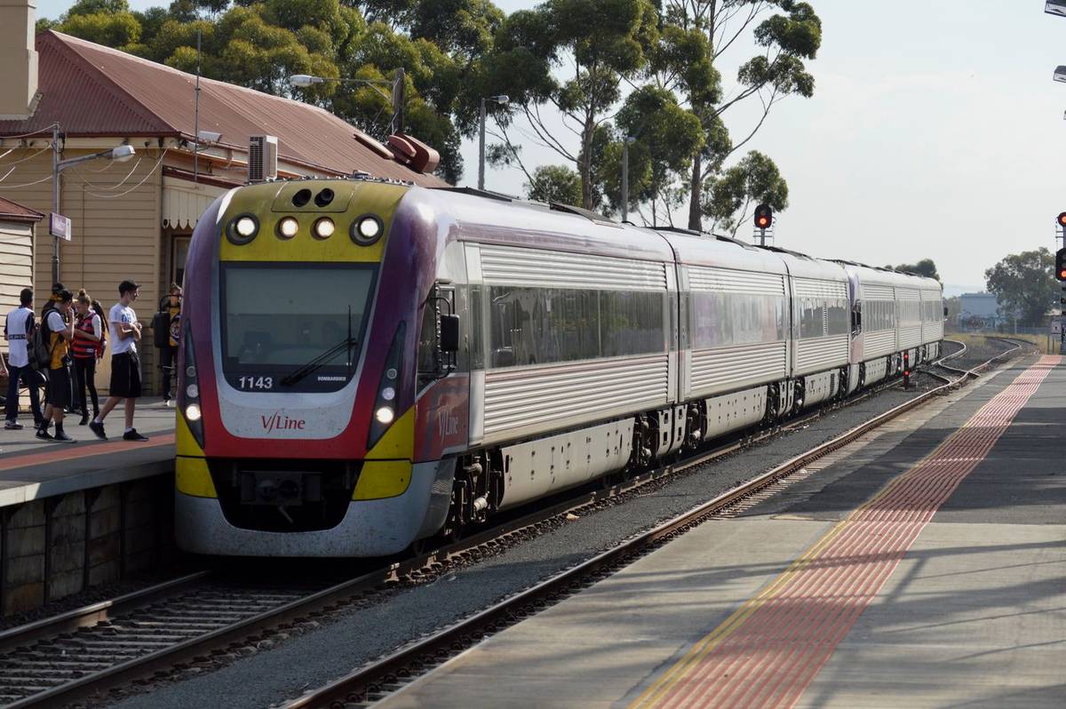 V/Line VLocity train at Melton station