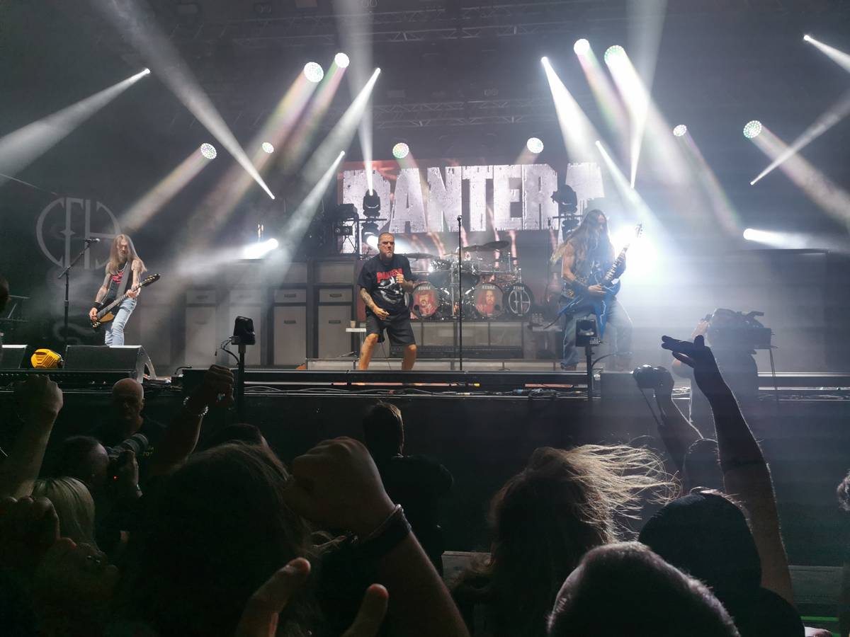 Pantera performing on stage in Budapest