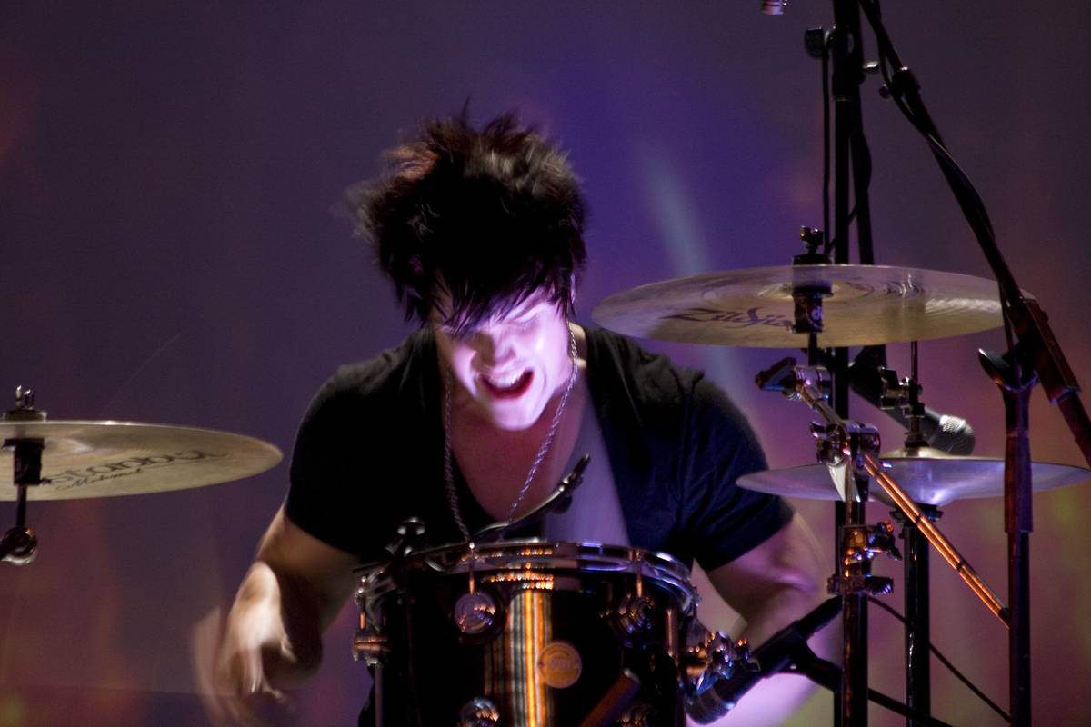 Pillar drummer Taylor Carroll playing his kit