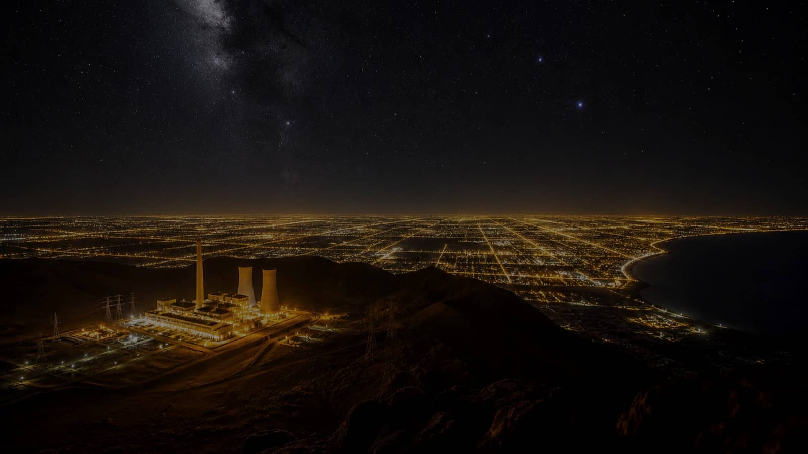 City lights and infrastructure at night