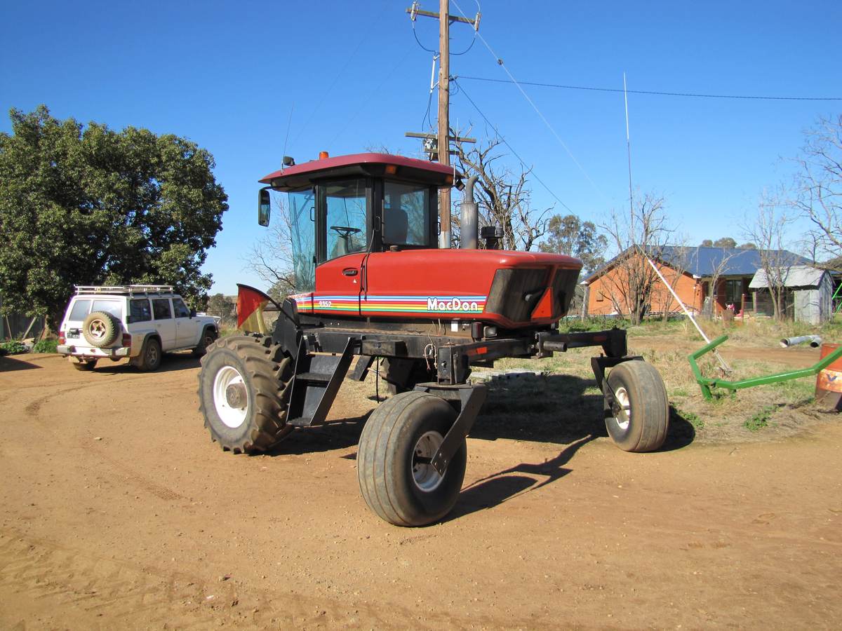 MacDon windrower in Australian paddock