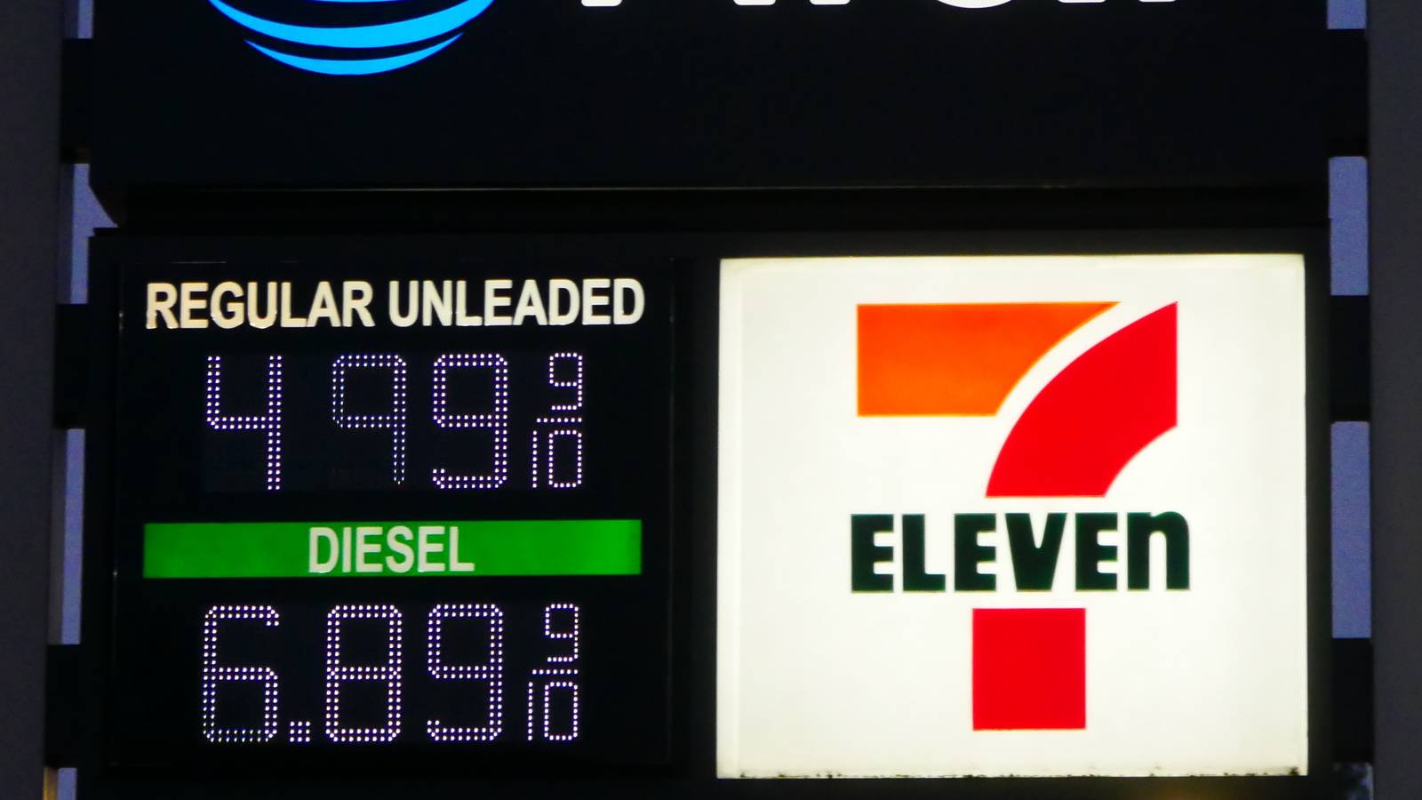 Petrol and diesel price sign at a service station in Eugene, Oregon, 26 September 2026