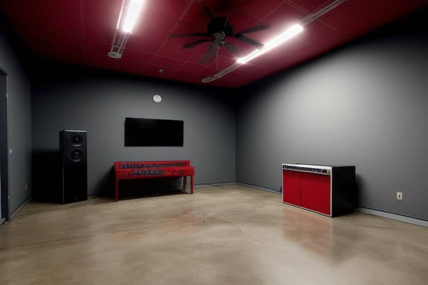 Empty Magnolia Texas studio amp glow in a dark room.