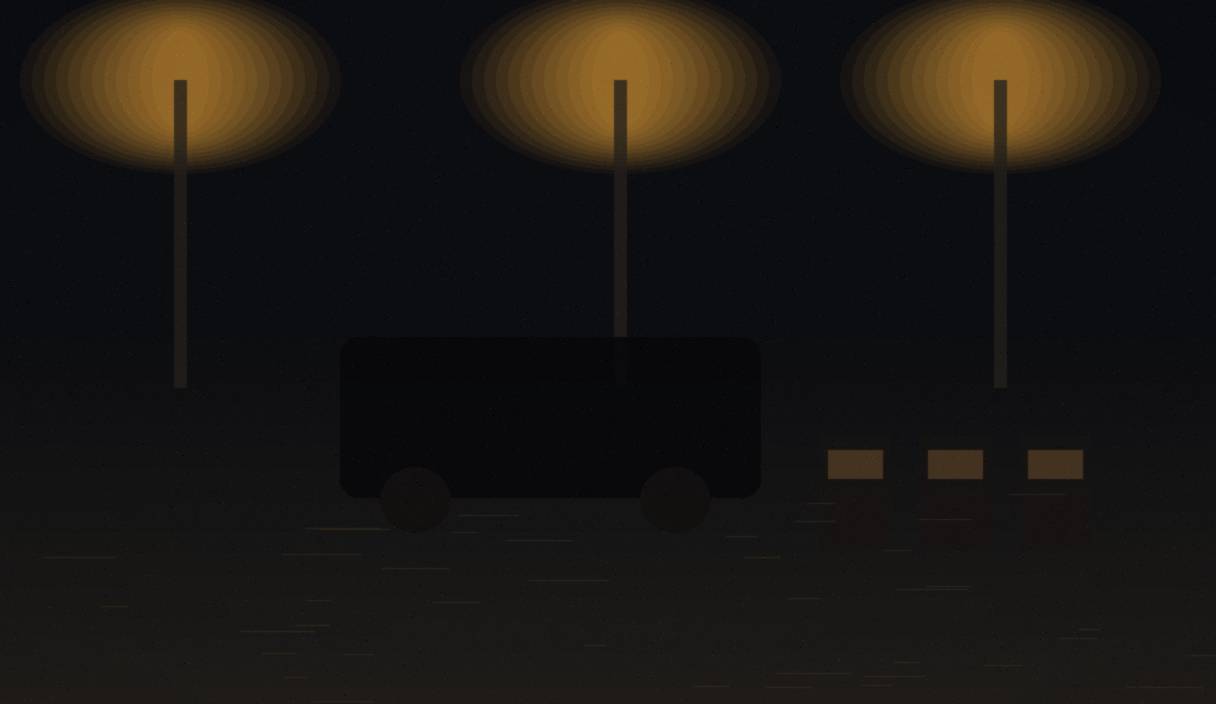 Mid-2000s tour-van / Seattle night lot scene still