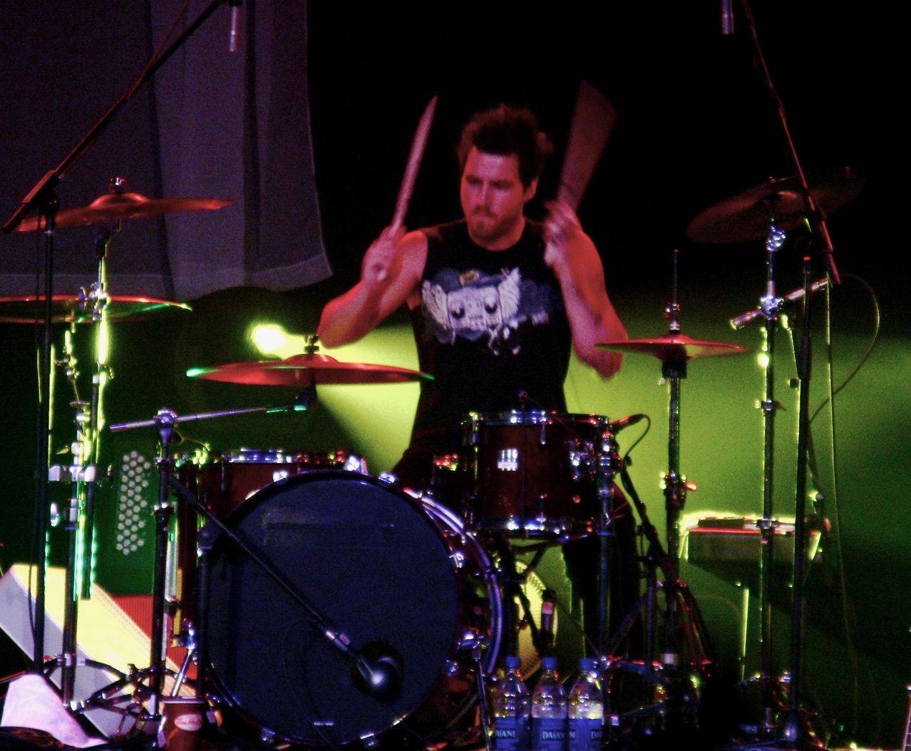 Kutless drummer Jeffrey Gilbert behind the kit in 2008.