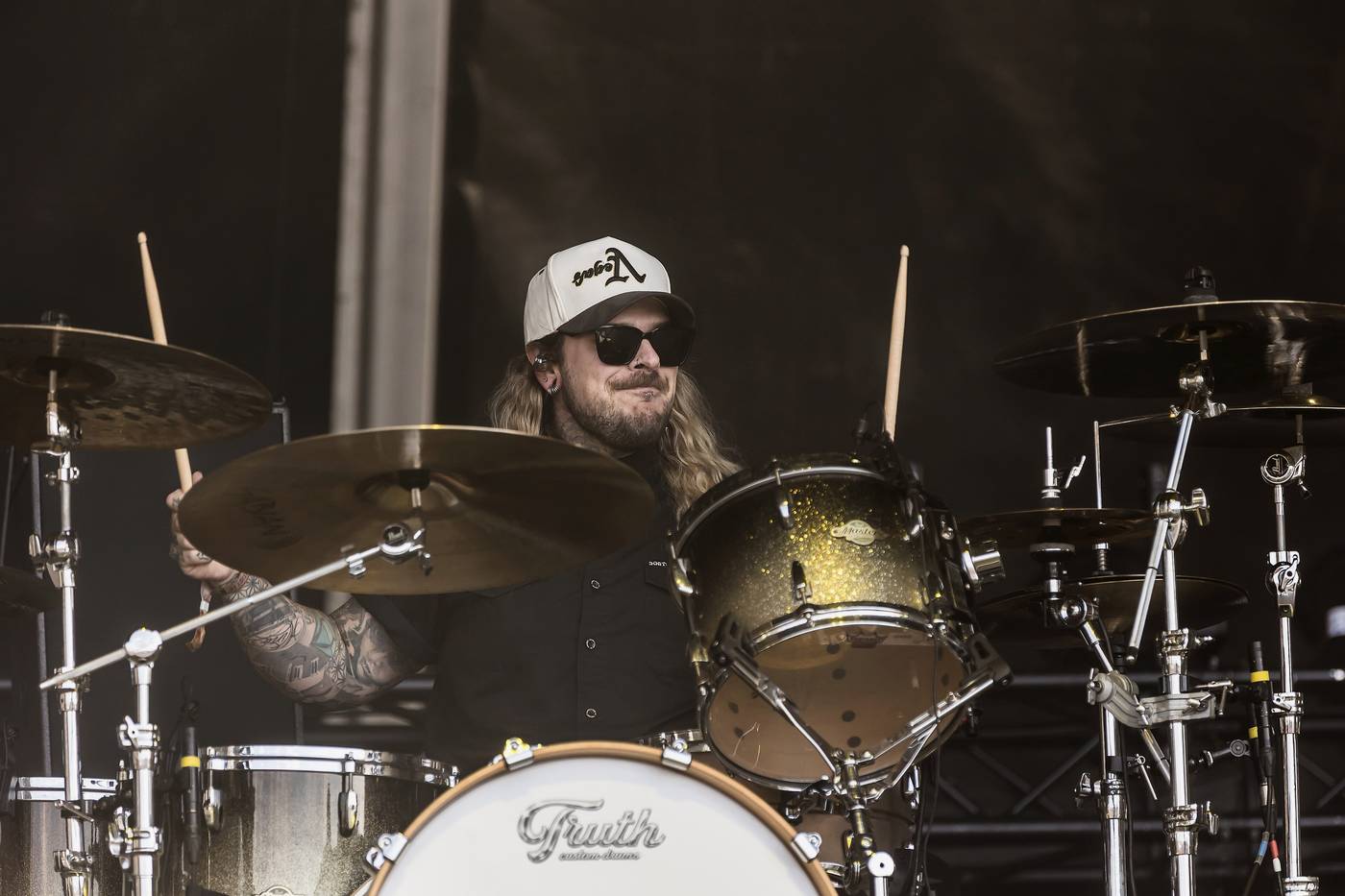 P.O.D.'s drummer at Rockharz festival in Ballenstedt, Germany, in July 2026.
