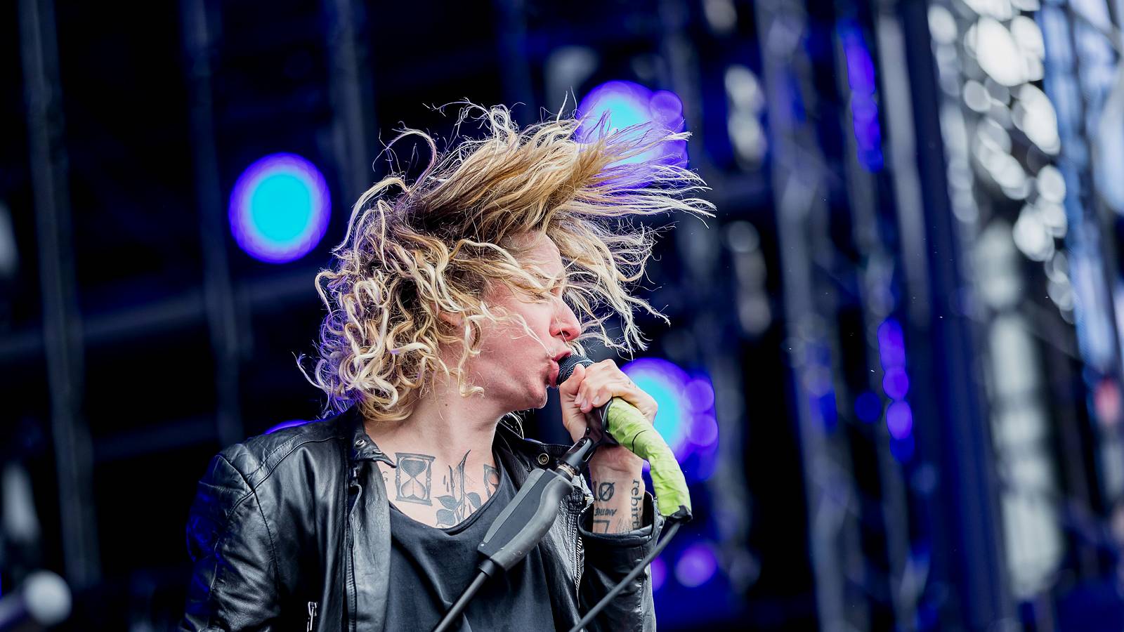 Underoath vocalist Spencer Chamberlain performs at Rock am Ring in Germany on 8 June 2019.