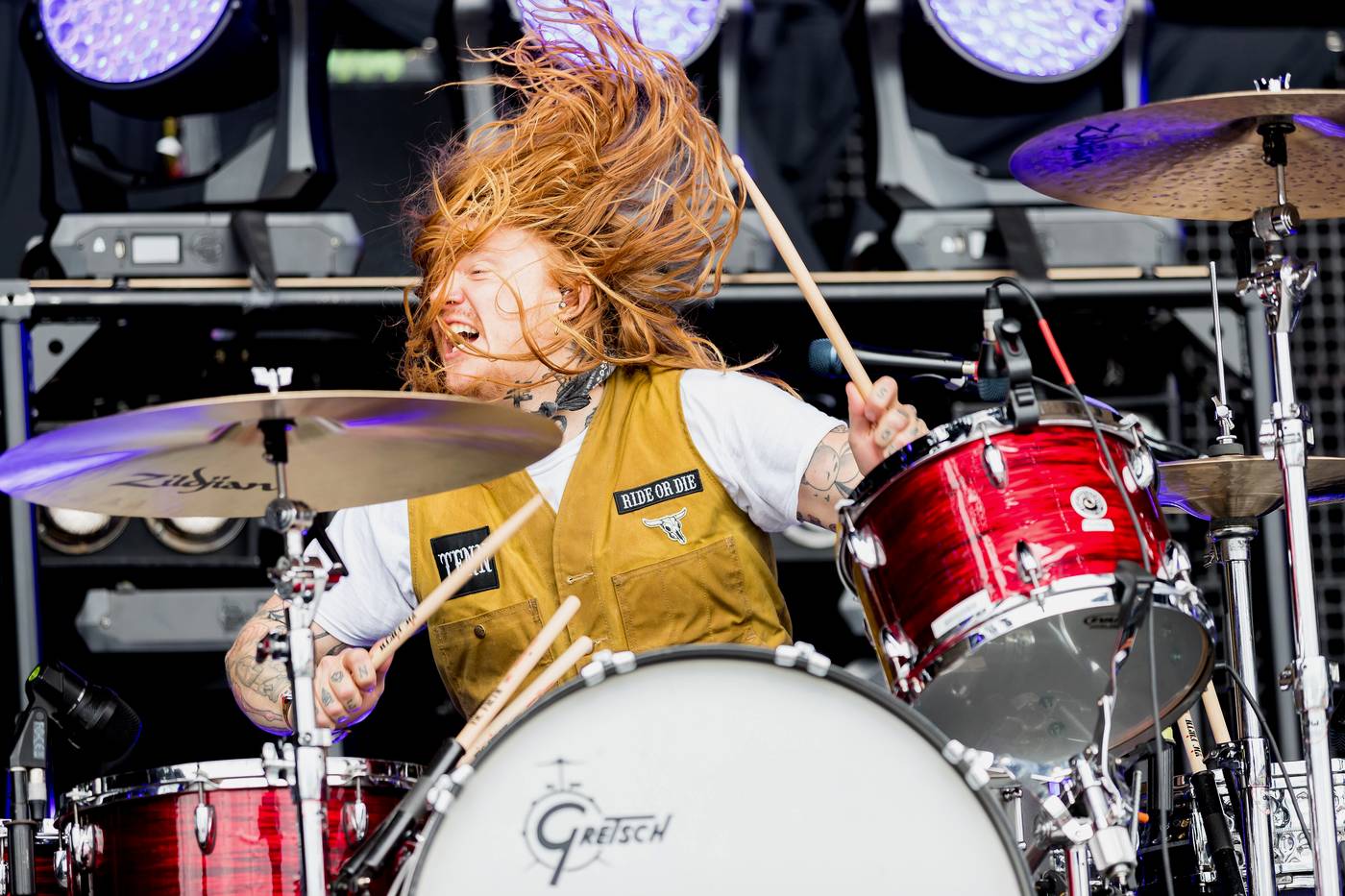 Underoath drummer Aaron Gillespie at Rock am Ring in Germany on 8 June 2019.