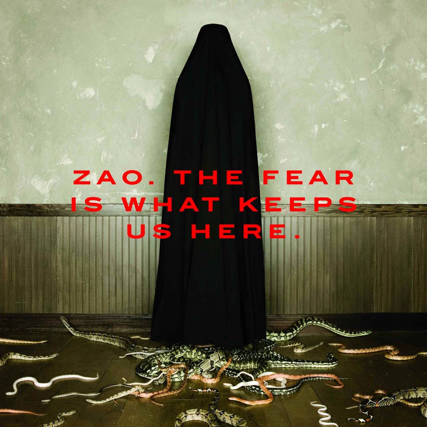 The cover of Zao's 2006 album The Fear Is What Keeps Us Here, released on Ferret Music.